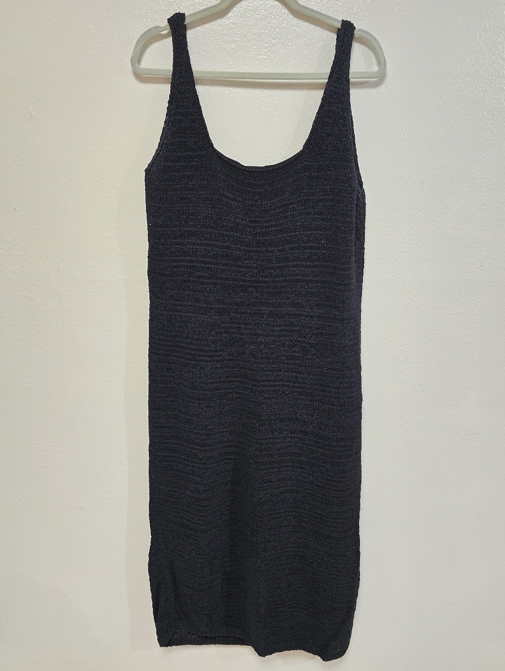 Vince Textured Square Neck Maxi Dress Black Size XL